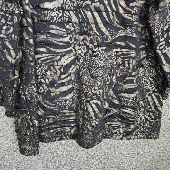 JM Collection Top Womens Large Black Layered Scoop Neck 3/4 Sleeve Blouse Ladies - Picture 5 of 7